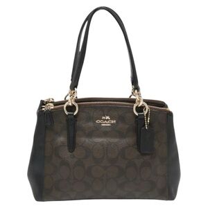 Coach Signature Brown/Black Christie Carryall Satchel Handbag with Strap & COA